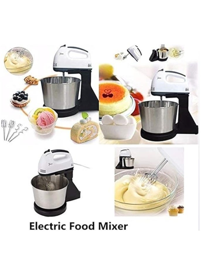 2 in 1 Hand & Stand Mixer with Whisk Stainless Stee Kitchen Food Stand Mixer Cream Egg Whisk Blender Cake Dough Mixer