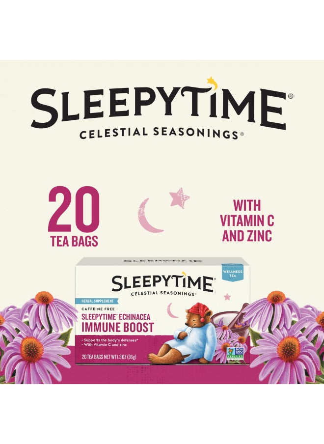 Celestial Seasonings Wellness Tea, Sleepytime Echinacea Immune Boost, Caffeine Free Sleep Tea, 20 Tea Bags (Pack of 6)