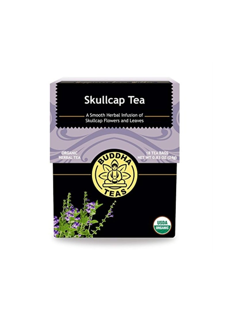 Buddha Teas - Organic Skullcap Tea - Herbal Tea - For Health & Wellbeing - With Antioxidants & Minerals - Clean Ingredients - Caffeine Free - OU Kosher & Non-GMO - 18 Tea Bags (Pack of 1)