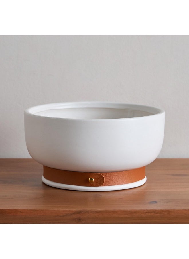 Tilden Ceramic Deco Bowl with PU Band 22 x 22 x 11.5 cm