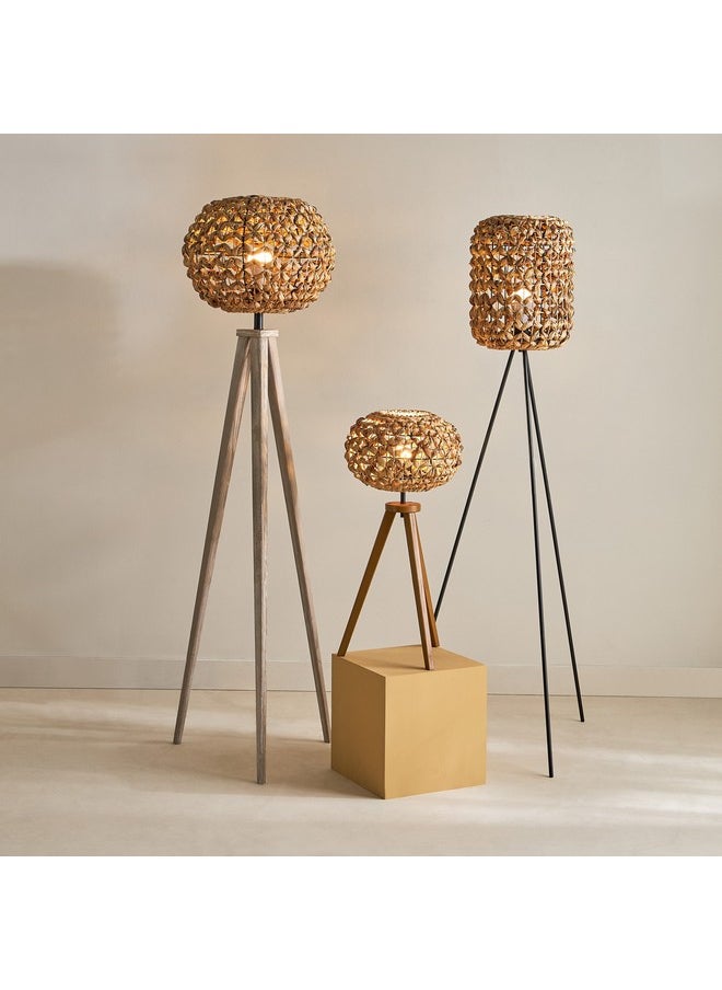 Collett E27 Wooden Tripod Table Lamp with Sea Grass Shade 36 x 36 x 70 cm