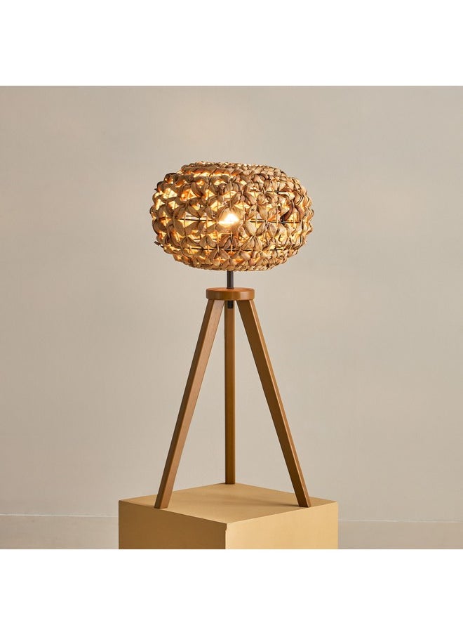 Collett E27 Wooden Tripod Table Lamp with Sea Grass Shade 36 x 36 x 70 cm