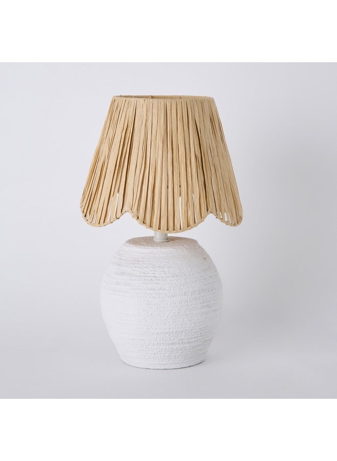 Collett E27 Paper Mache Table Lamp with Raffia Shade 23 x 23 x 35.5 cm