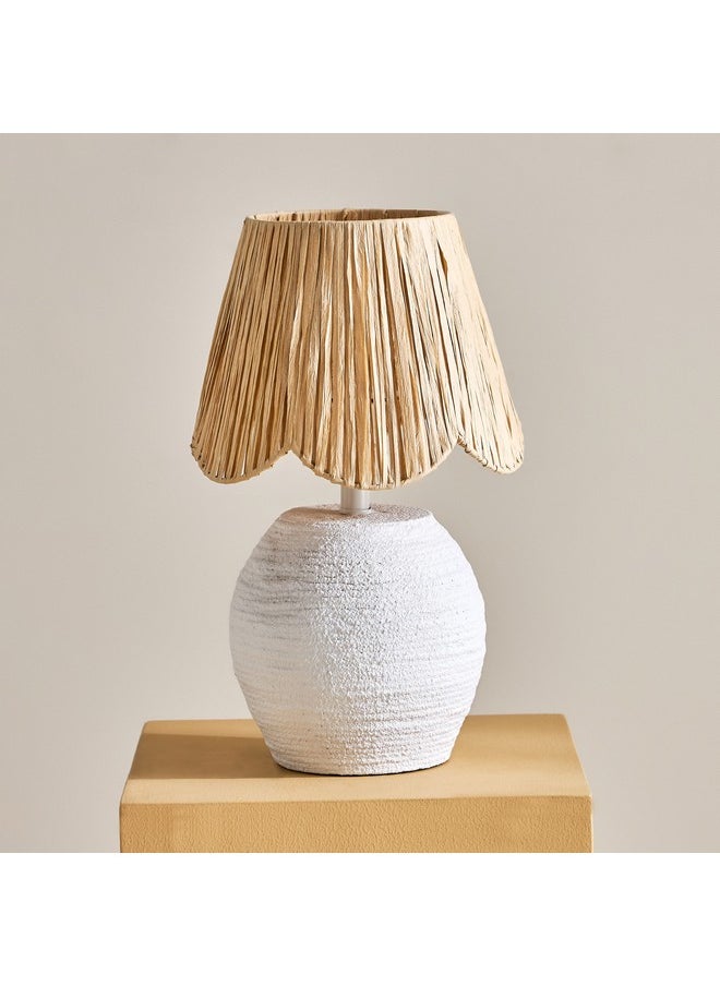 Collett E27 Paper Mache Table Lamp with Raffia Shade 23 x 23 x 35.5 cm