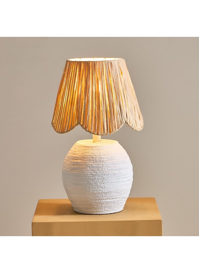 Collett E27 Paper Mache Table Lamp with Raffia Shade 23 x 23 x 35.5 cm