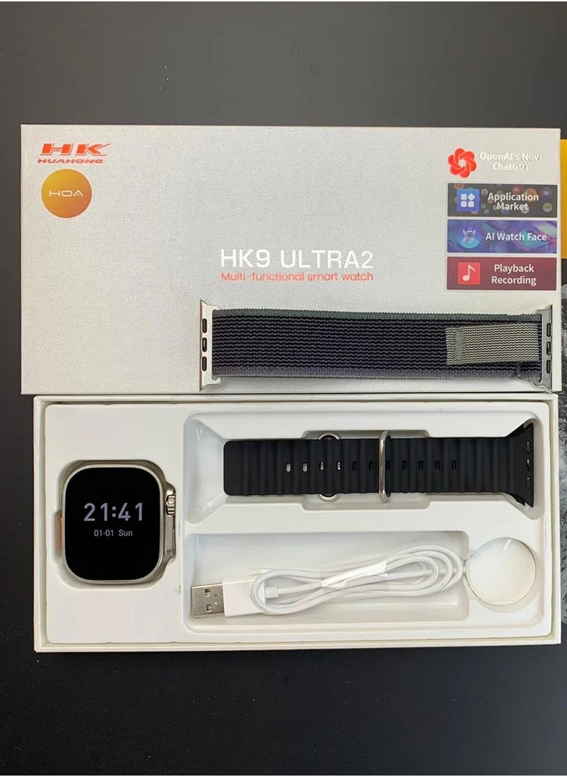 HK 10 Ultra 3 Multi-Functional Smart Watch With Wireless Charging Super AMOLED Display AI Chat GPT Playback Music For iOS & Android