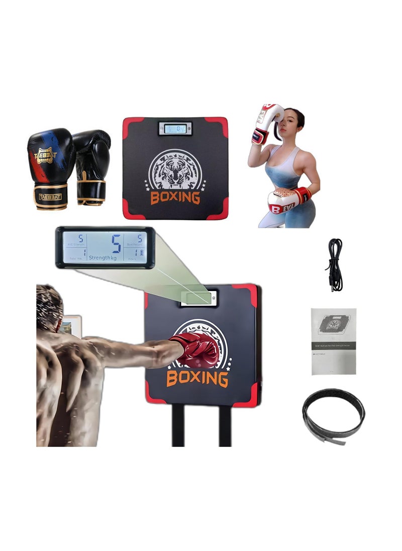 Punch Force Tester, Boxing Strength Mat, Wall Mounted Boxing Mat Used for Training Boxing, Indoor and Outdoor Boxing Strength Tester, Adjustable Height, Displaying Boxing Strength/Frequency