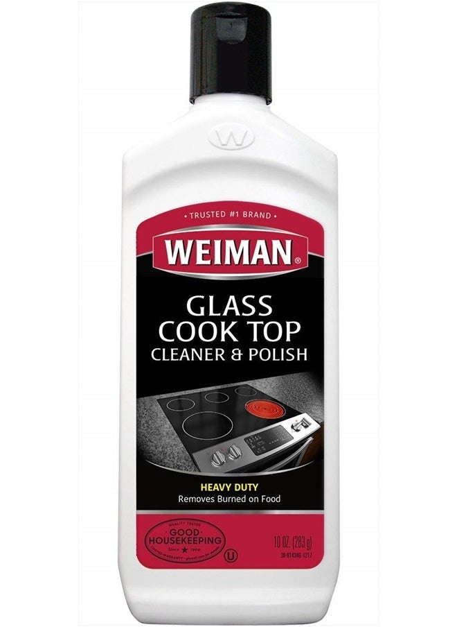 Glass Cooktop Heavy Duty Cleaner & Polish - Shines and Protects Glass/Ceramic Smooth Top Ranges with its Gentle Formula - 10 Oz., Clear