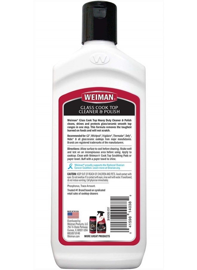 Glass Cooktop Heavy Duty Cleaner & Polish - Shines and Protects Glass/Ceramic Smooth Top Ranges with its Gentle Formula - 10 Oz., Clear