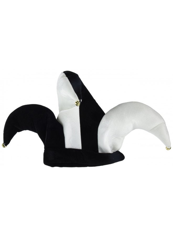 Plush Black & White Jester Hats Party Accessory (1 count) (1/Pkg)