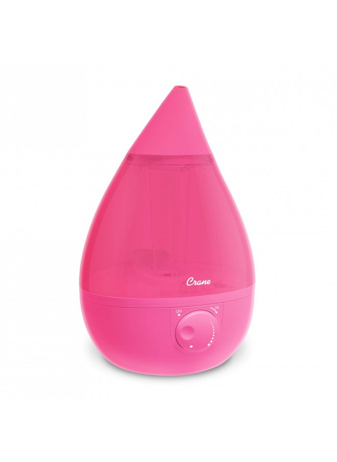 Crane Ultrasonic Humidifiers for Bedroom and Office, 1 Gallon Cool Mist Air Humidifier for Large Room and Home, Humidifier Filters Optional, Pink