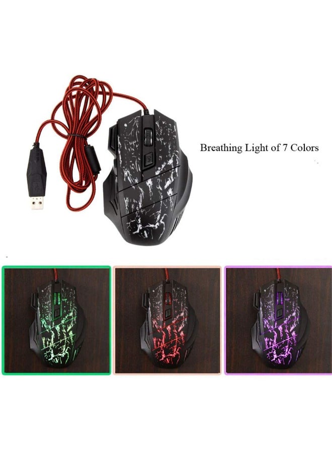 Adjustable DPI Colorful Backlit Gaming Keyboard And Mouse Black