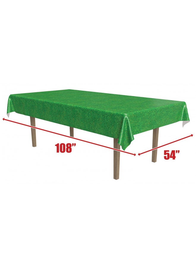 Beistle Grass Tablecover, 54 x 108 Plastic Table Cloth, Football Party Decorations, Sports Themed Party Decor, Green Grass Tablecloth, Rectangular Table Cloth