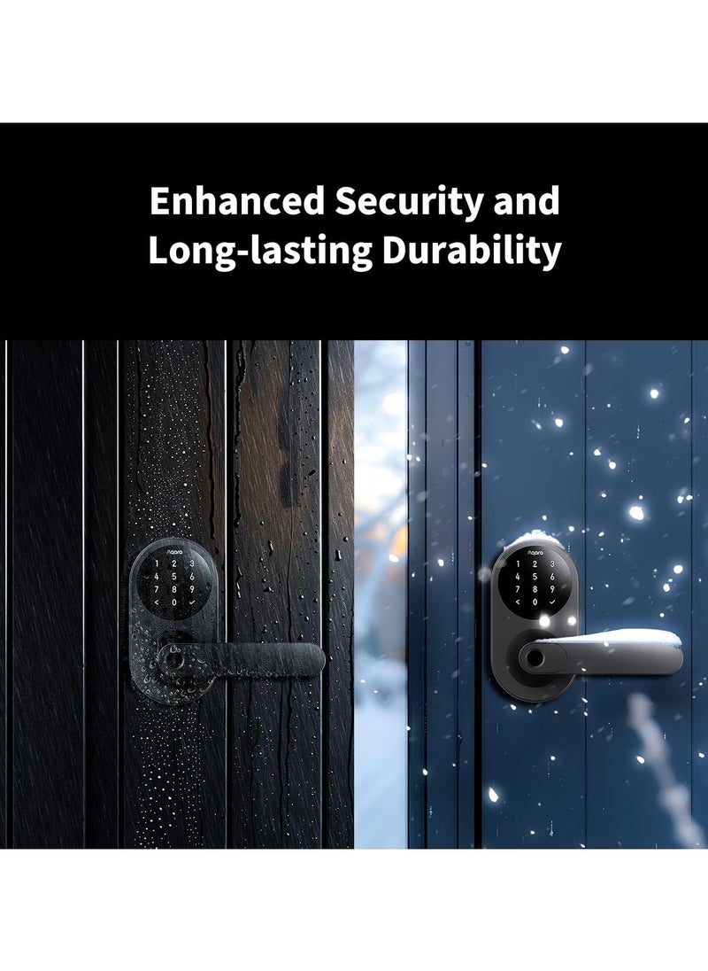 Smart Lock U300,Fingerprint Keyless Entry Door Lock with Handle, Matter Over Thread with Apple Home Keys,Touchscreen Keypad,Smart Lever Lock Supports Apple Home, Alexa,Google, IFTTT-Black