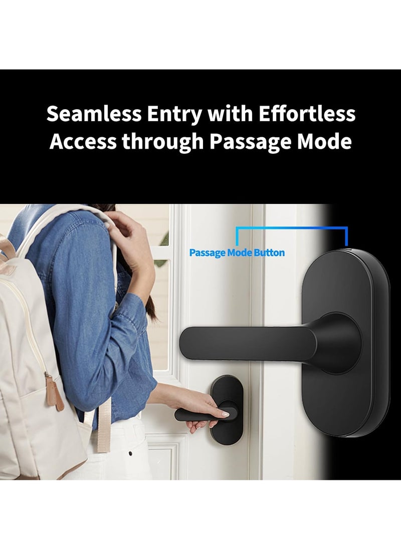 Smart Lock U300,Fingerprint Keyless Entry Door Lock with Handle, Matter Over Thread with Apple Home Keys,Touchscreen Keypad,Smart Lever Lock Supports Apple Home, Alexa,Google, IFTTT-Black