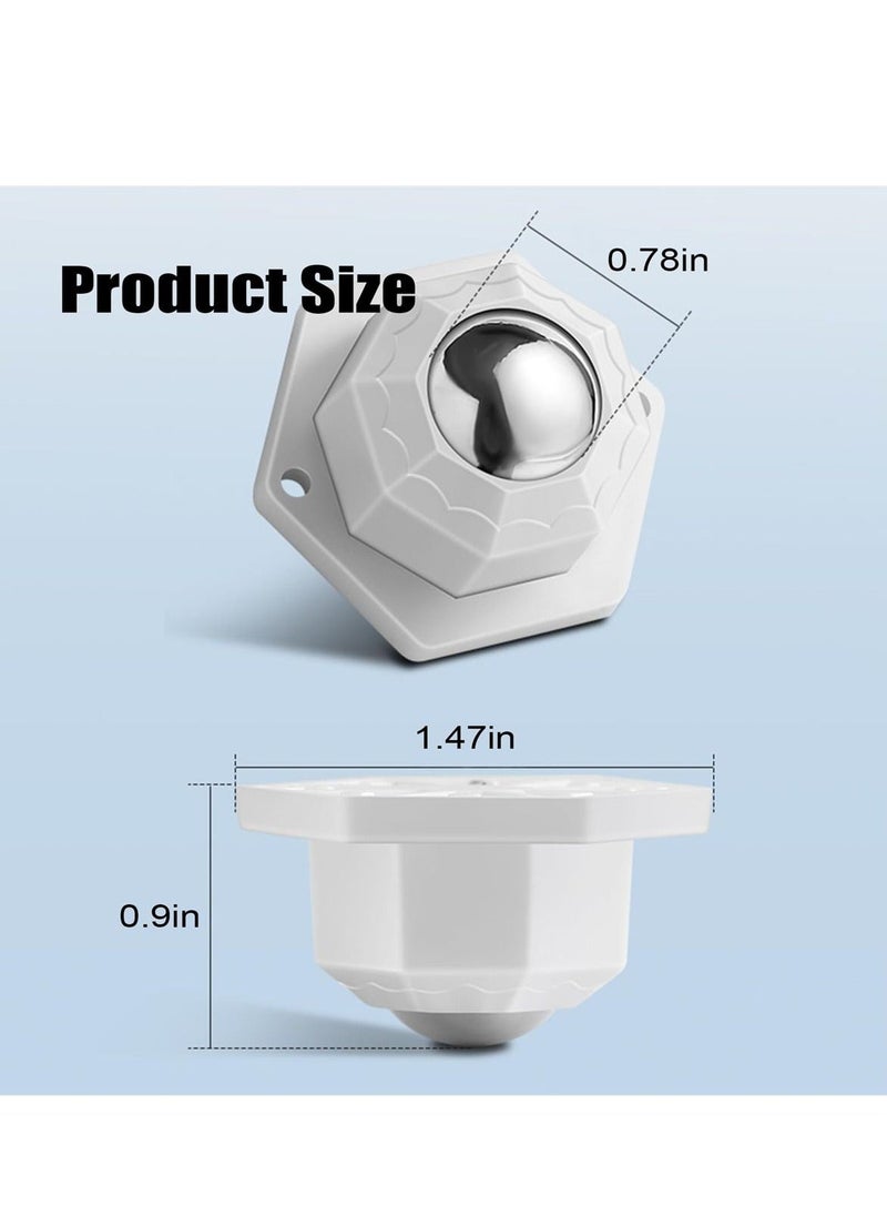 Mini Caster Wheels for Small Appliances, 360° Rotation Self Adhesive Stainless Steel Rollers, Universal Wheels for Trash Can, Storage Bins, Bottom Roller Stand, Furniture ,16 PCS, White