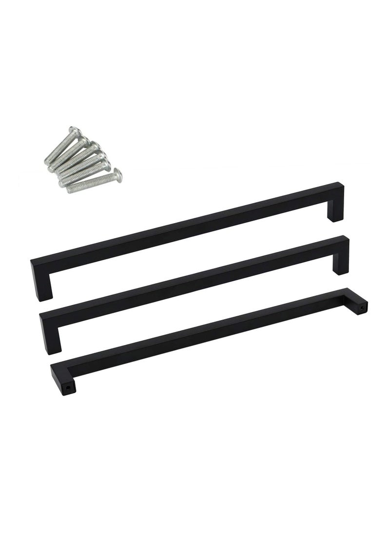 3Pack Black Square Cabinet Pull 5Inch Drawer Handle Stainless Steel Modern Hardware for Kitchen and Bathroom Cupboard Dresser Door Pulls