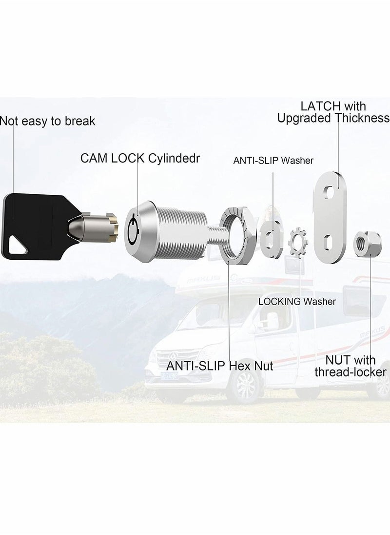 Cabinet Cam Lock Set 3 Pack 5/8 Inch Cylinder Locks Secure File Drawer Dresser RV Replacement Hardware Chrome Finish Zinc Alloy