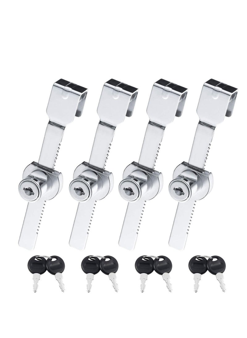 Glass Showcase Cabinet Locks 4 Set Sliding Glass Door Ratchet Locks Durable Drawer Cabinet Door Locks Sliding Door Frame Locks for Display Drawer Cupboard Mail Box Door Showcase (with 8 Keys)