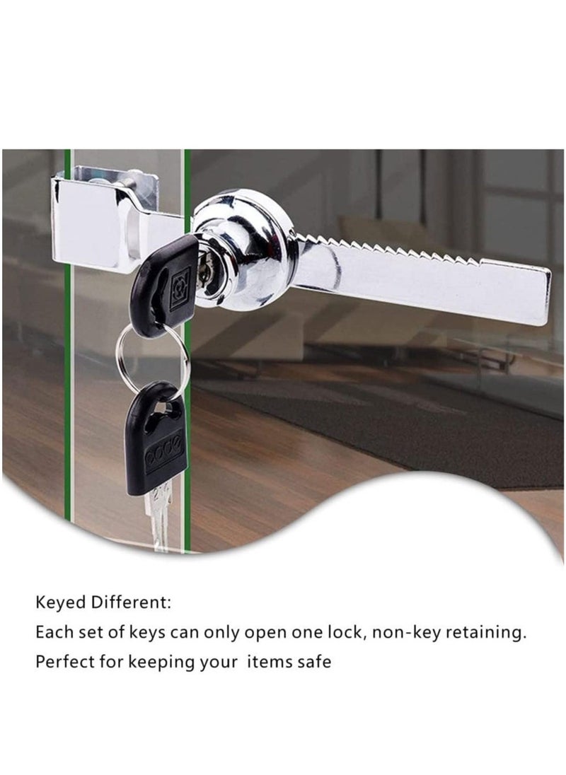 Glass Showcase Cabinet Locks 4 Set Sliding Glass Door Ratchet Locks Durable Drawer Cabinet Door Locks Sliding Door Frame Locks for Display Drawer Cupboard Mail Box Door Showcase (with 8 Keys)