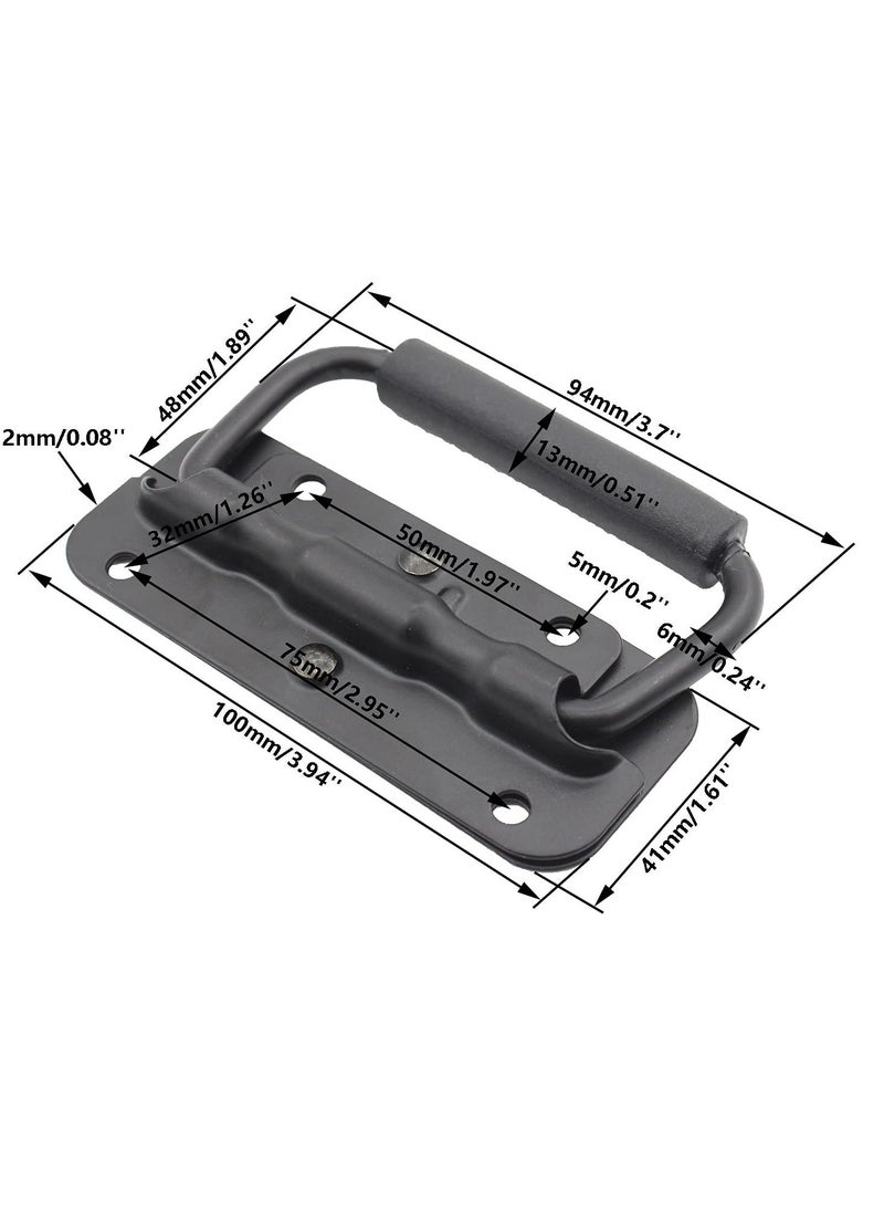 Spring Loaded Pull Handles, Surface Mount Chest Handle with Rubber Grip Handmade Chest Trunk Lifter Handle Pull Heavy Duty Hardware for Chests Trunks Crates Storage Boxes Thickened 2mm (2 Pack)