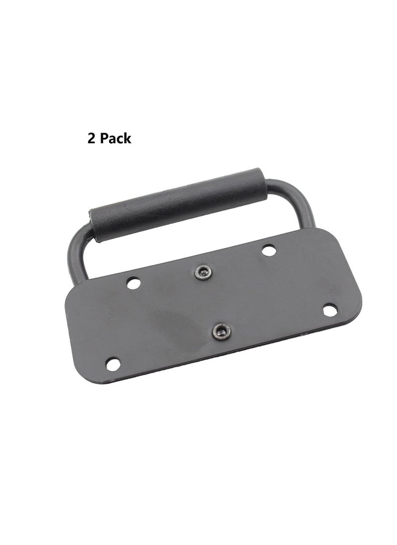 Spring Loaded Pull Handles, Surface Mount Chest Handle with Rubber Grip Handmade Chest Trunk Lifter Handle Pull Heavy Duty Hardware for Chests Trunks Crates Storage Boxes Thickened 2mm (2 Pack)