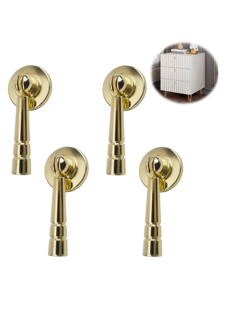 Gold Kitchen Drawer Knob,4pcs Brushed Gold Tear Drop Dresser Door Knobs Golden Bamboo Pull Single Hole Handle with Mounting Screws for Wardrobe Cupboard Closets