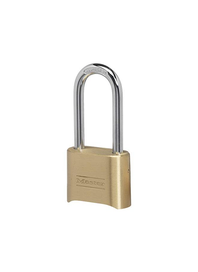 Master Lock Set Your Own Combination Padlock with Extra Long Shackle, Brass Finish