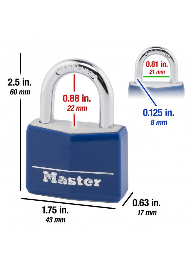 Master Lock 142DCM Covered Aluminum Keyed Padlock, 1-Pack, Blue