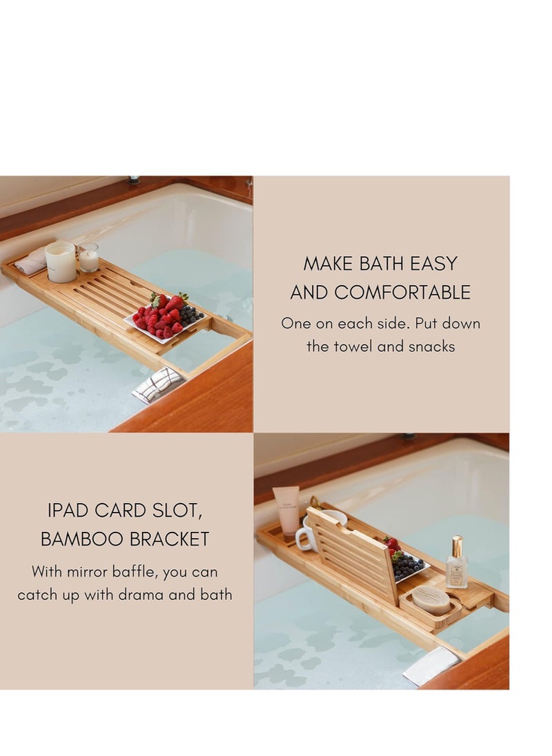 Enlux Premium Bathtub Tray Caddy - Expandable Bath Tray - Unique House Warming Gifts, New Home, Anniversary & Wedding Gifts for Couple, Bridal Shower Gift for Women