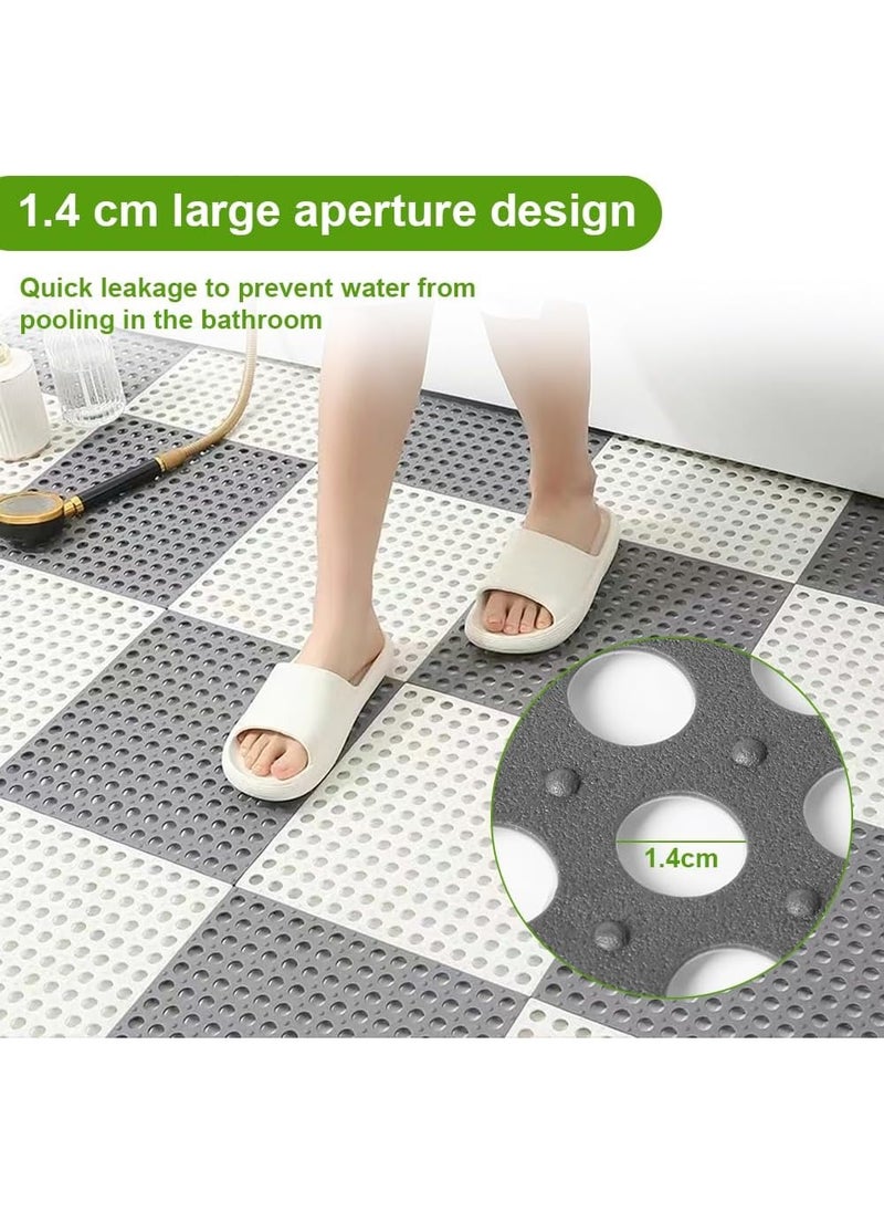 16 Pack Interlocking Non Slip Drainage Floor Tiles, 30 X 30 Cm Soft PVC Bath Shower Floor Mat, Bathroom Shower Mat, DIY Size Bathroom Shower Toilet Non-slip