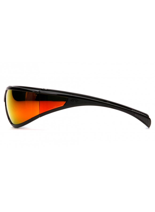 Pyramex Exeter Safety Eyewear, Sky Red Mirror Anti-Fog Lens With Black Frame