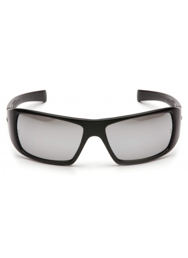 Pyramex Goliath Safety Eyewear, Black Frame, Silver Mirror Lens