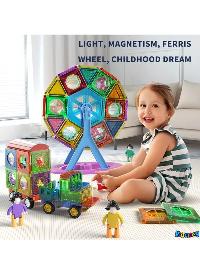 Magnetic Tiles Building Blocks Toy for Kids | Magnetic Blocks Sorting & Stacking for Kids Colorful Tiles Puzzle | 3D Magnetic Construction Building Blocks Set for Inspiration, Creativity Beyond Imagination | Preschool Creative Learning Builder Educational Game STEM Toy for Kids 3+ Boys and Girls (120 Pc)