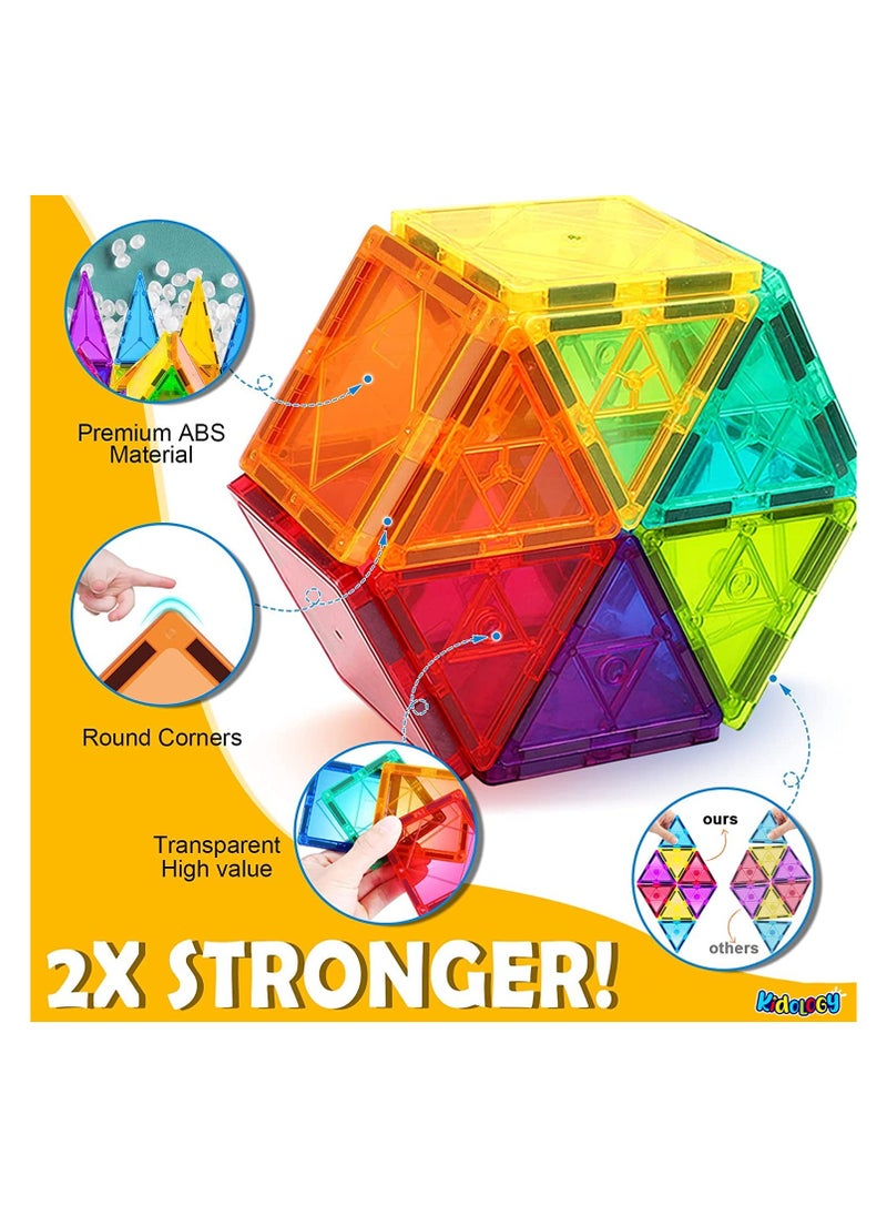 Magnetic Tiles Building Blocks Toy for Kids | Magnetic Blocks Sorting & Stacking for Kids Colorful Tiles Puzzle | 3D Magnetic Construction Building Blocks Set for Inspiration, Creativity Beyond Imagination | Preschool Creative Learning Builder Educational Game STEM Toy for Kids 3+ Boys and Girls (120 Pc)