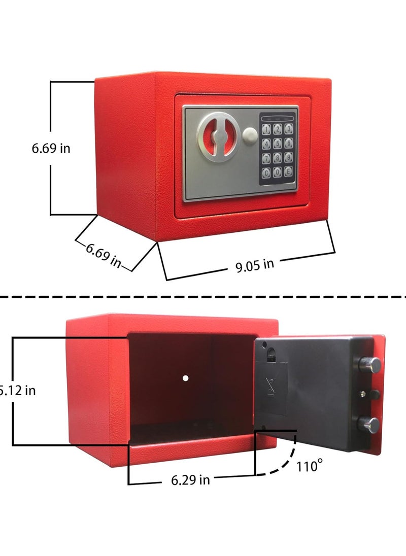 Small Money Safe Box with Keypad & Keys, Money Lock Boxes, Electronic Personal Security Safe Hidden Lock Box, Safety Boxes Steel Alloy for Home Office Hotel Rooms Business Jewelry Cash