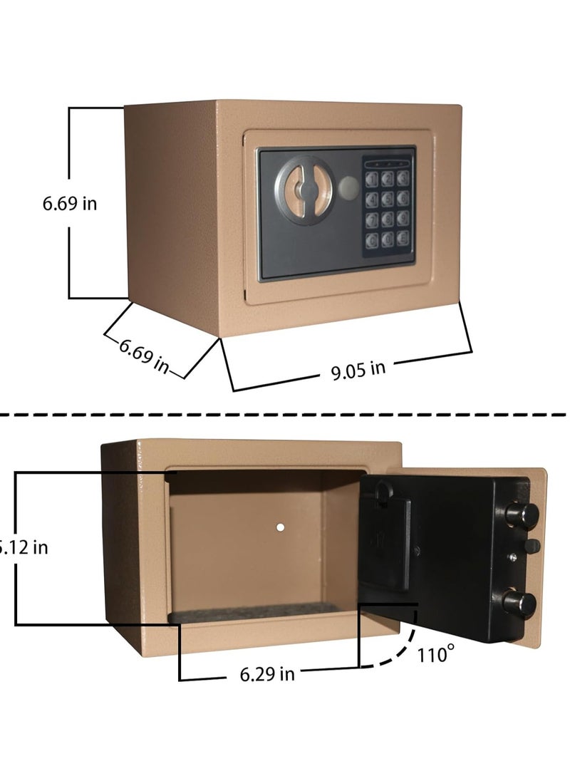 Small Money Safe Box with Keypad & Keys, Money Lock Boxes, Electronic Personal Security Safe Hidden Lock Box, Safety Boxes Steel Alloy for Home Office Hotel Rooms Business Jewelry Cash