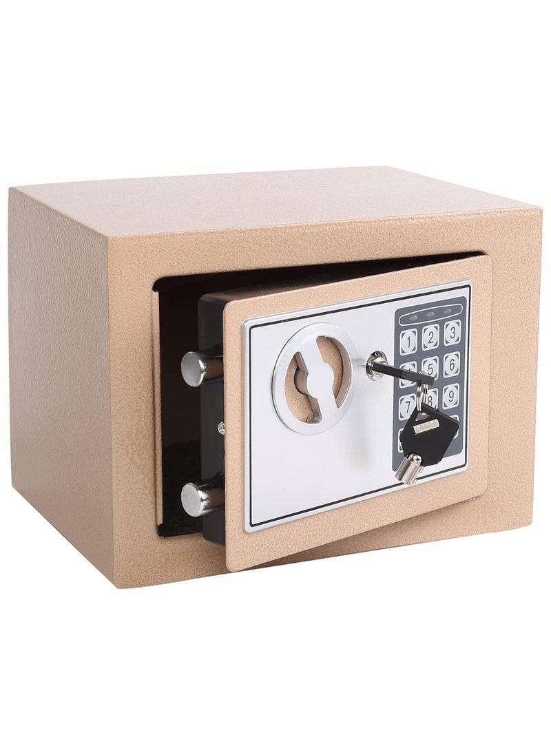 Small Money Safe Box with Keypad & Keys, Money Lock Boxes, Electronic Personal Security Safe Hidden Lock Box, Safety Boxes Steel Alloy for Home Office Hotel Rooms Business Jewelry Cash