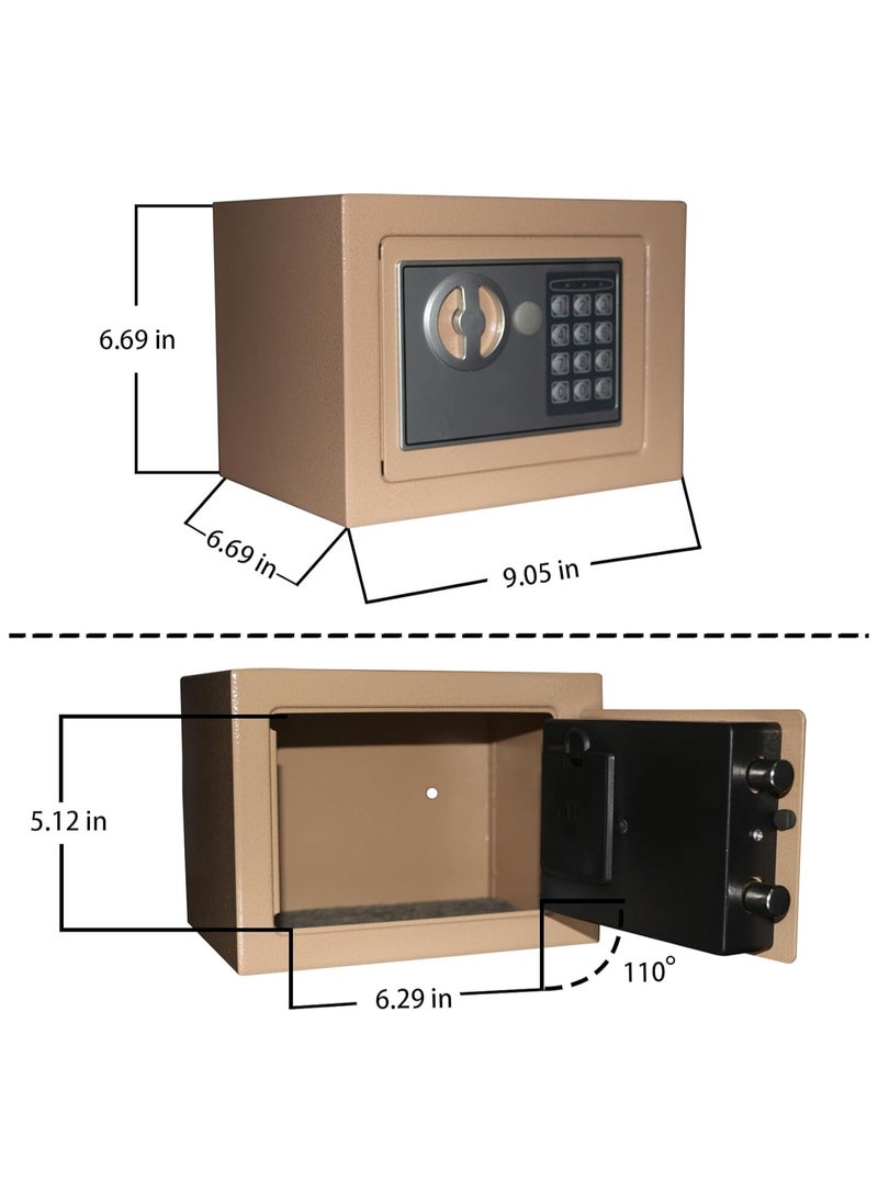 Small Money Safe Box with Keypad & Keys, Money Lock Boxes, Electronic Personal Security Safe Hidden Lock Box, Safety Boxes Steel Alloy for Home Office Hotel Rooms Business Jewelry Cash