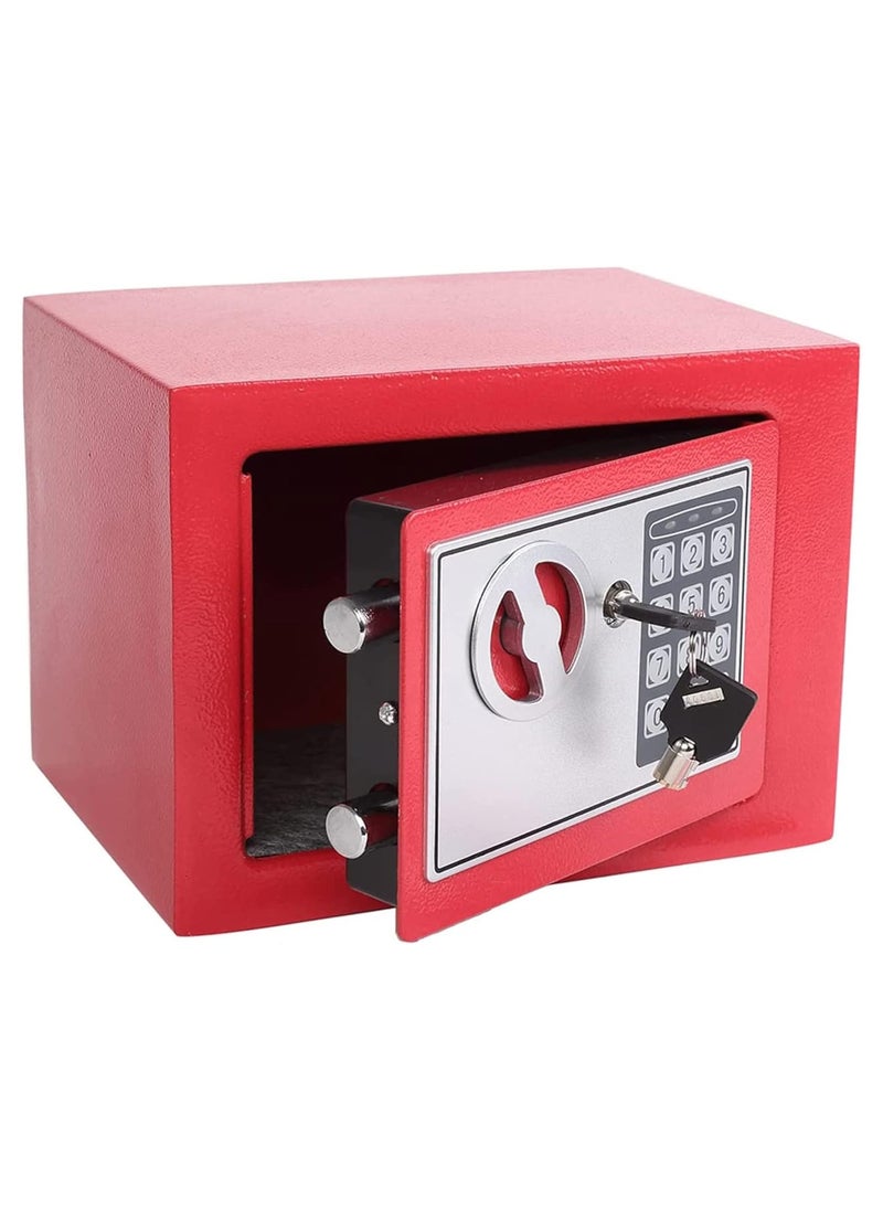 Small Money Safe Box with Keypad & Keys, Money Lock Boxes, Electronic Personal Security Safe Hidden Lock Box, Safety Boxes Steel Alloy for Home Office Hotel Rooms Business Jewelry Cash