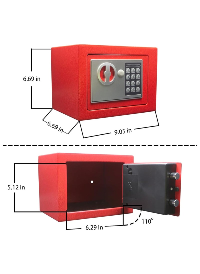 Small Money Safe Box with Keypad & Keys, Money Lock Boxes, Electronic Personal Security Safe Hidden Lock Box, Safety Boxes Steel Alloy for Home Office Hotel Rooms Business Jewelry Cash