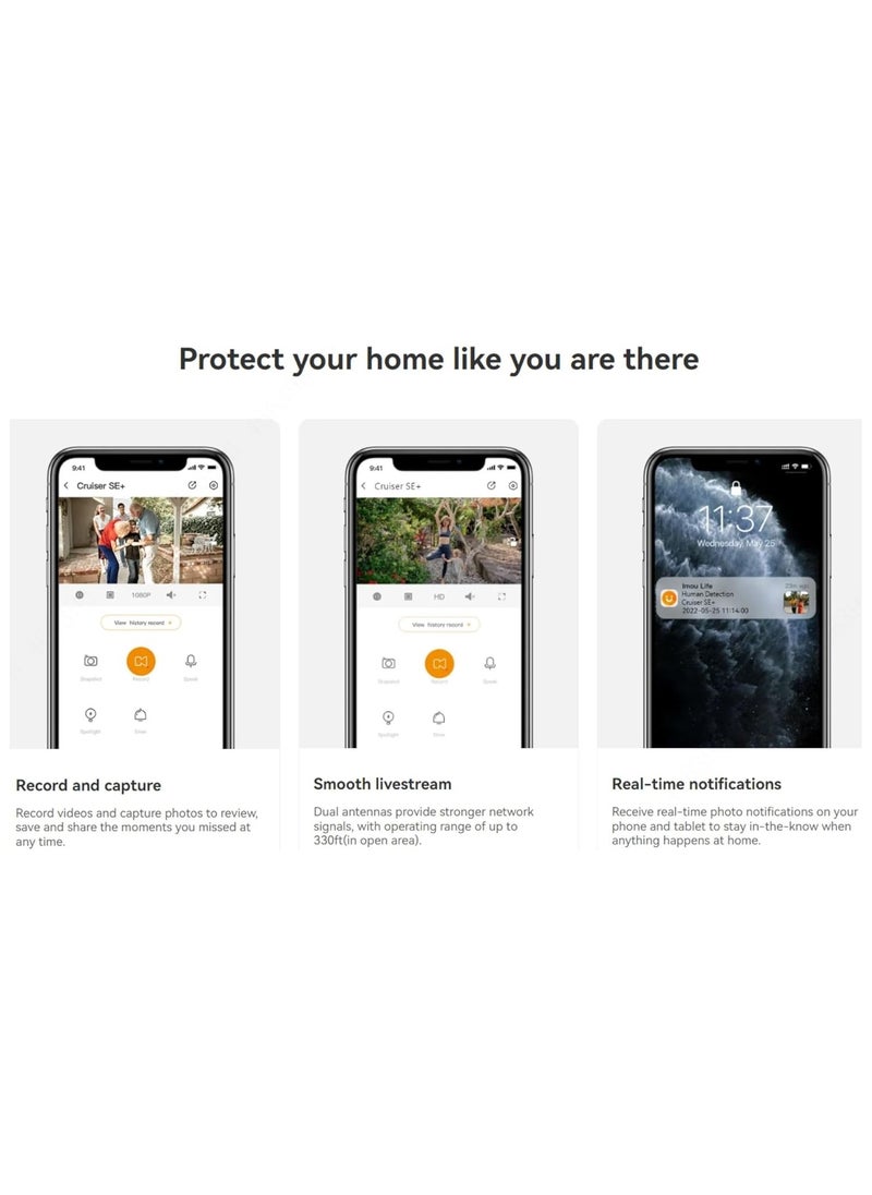 Cruiser SE+ 3K Camera, Outdoor Security Camera for Home, WiFi CCTV Camera for Home, Surveilliance Camera with 360° Coverage, Human/Motion Detection, Smart Night Vision, IP66, Two-Way Talk