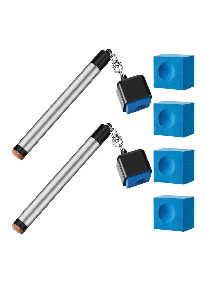 2 Pcs Pool Chalk Holder for Billiards 2 in 1 Cue Chalk Holder Portable Cue Tip Billiard Cue Tip Tool with 4 Pcs Pool Chalk Cubes Pool Table Accessories for Sport Game Tournament Home Hobby