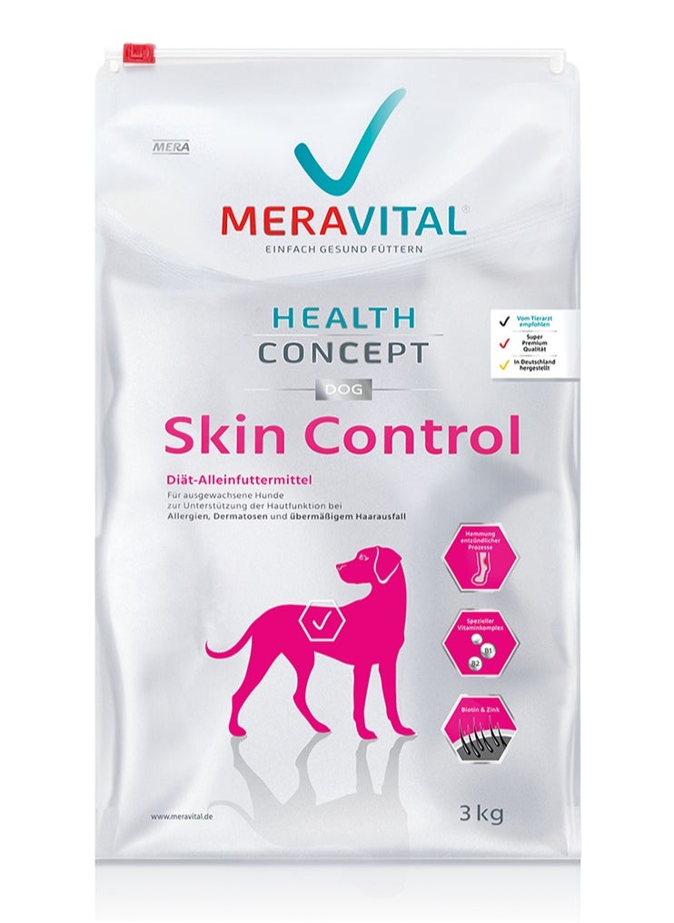 Mera MERAVITAL Skin Control Dry Dog Food - Specialized Diet for Skin Health, Allergy Support, and Fur Regeneration 3Kg