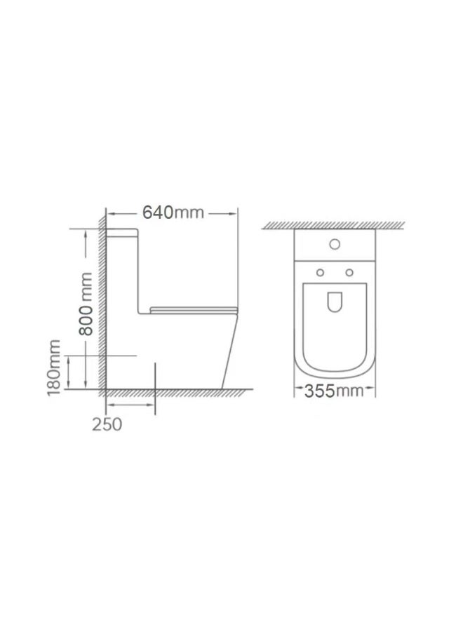 Milano Wc One Piece S-Trap 250Mm 660 X 350 X 800Mm White Ceramic Water Closet S Trap Toilet Bowl Water Closet Wc Tank For Toilet Bathroom Washroom - White