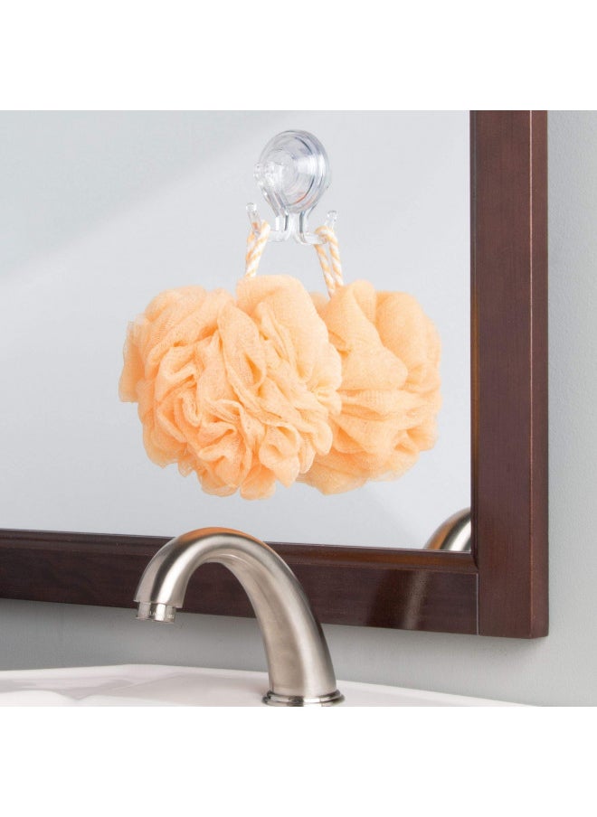 iDesign Power Lock Bathroom Suction Cup Hooks for Loofah, Towels, Sponges and More, Set of 2, Clear