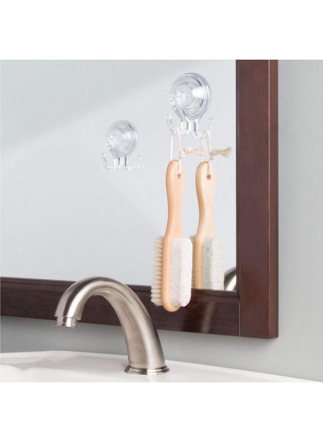 iDesign Power Lock Bathroom Suction Cup Hooks for Loofah, Towels, Sponges and More, Set of 2, Clear