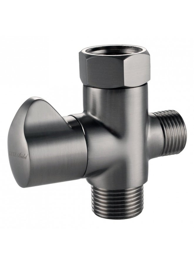 Luxe Bidet Metal T-adapter with Shut-off Valve, Winged 3-way Tee Connector, Nickel Finish, for Luxe Neo Bidets