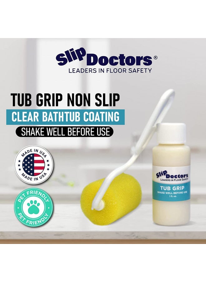 SlipDoctors Tub Grip Anti-Slip Bath & Shower Floor Solution Fixes Slippery Fiberglass & Acrylic Bathtub or Showers Clear Non-Slip Textured Coating