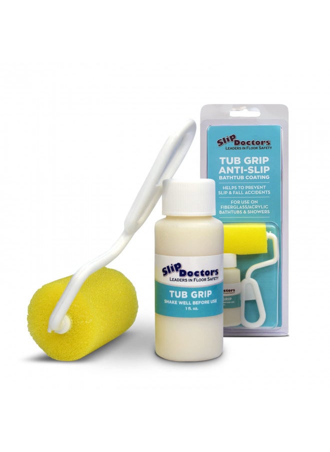 SlipDoctors Tub Grip Anti-Slip Bath & Shower Floor Solution Fixes Slippery Fiberglass & Acrylic Bathtub or Showers Clear Non-Slip Textured Coating